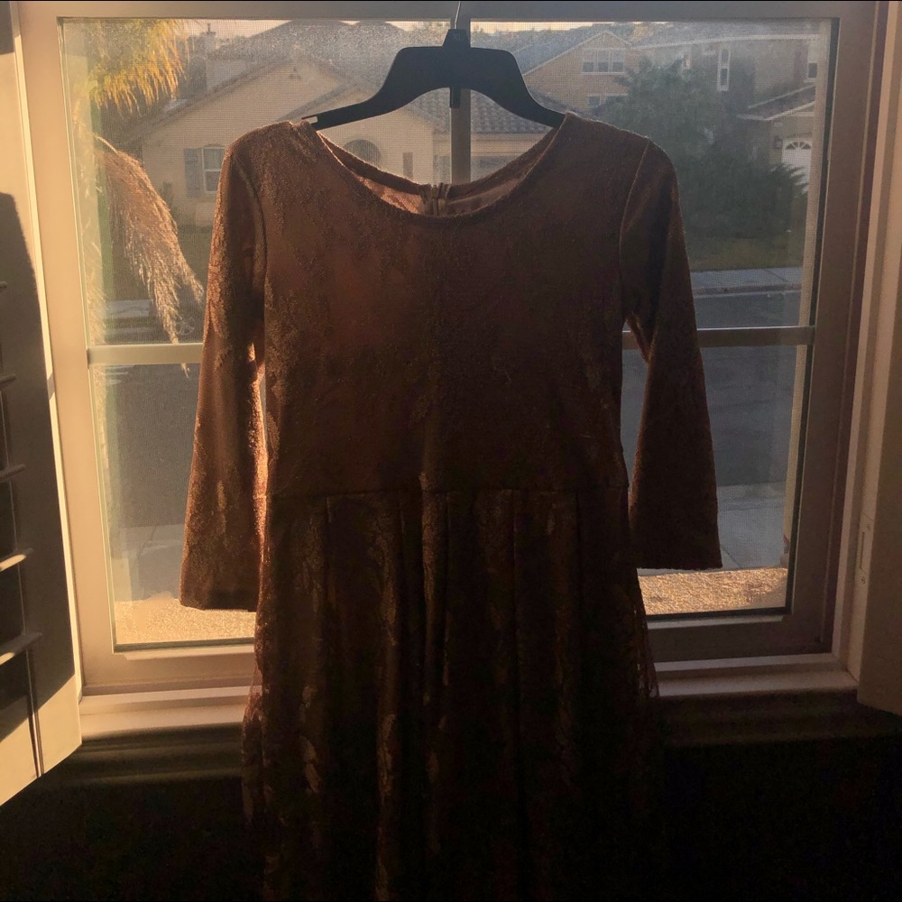 Cute Girls Dress Champagne Color